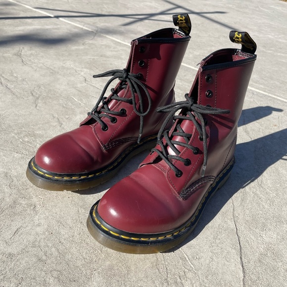 Dr. Martens Shoes - Dr. Martens Smooth Leather Lace up Boots Cherry Red Size 9